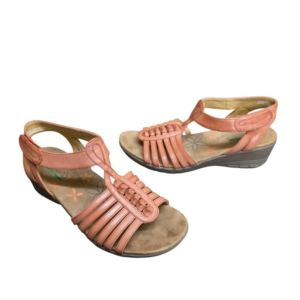 Baretraps Hermine Sandals Womens Size 9.5 Pink Strappy Wedge Memory Foam Comfort